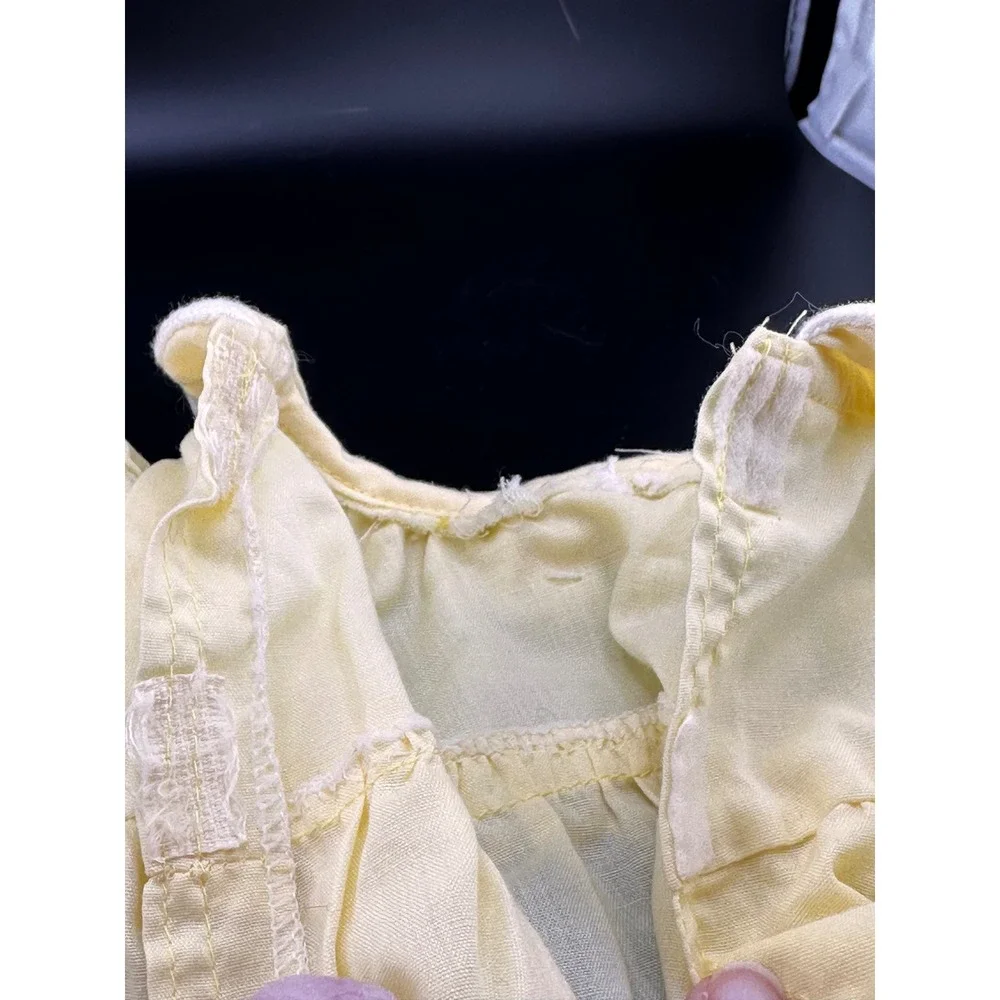 Cabbage Patch Kids Preemie Yellow Tulips Gown Dress Girl Vtg 1980s White READ
